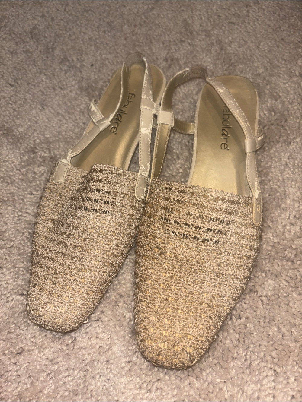 Woven Beige Slingback Mules by Fergalicious